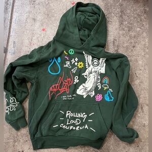 Rolling Loud Los Angeles Hoodie Dark Green KID CUDI J. COLD FUTURE TRAVIS SCOTT